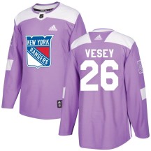Jimmy Vesey New York Rangers Adidas Youth Authentic Fights Cancer Practice Jersey - Purple