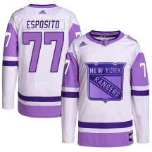 Phil Esposito New York Rangers Adidas Men's Authentic Hockey Fights Cancer Primegreen Jersey - White/Purple