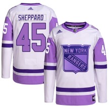 James Sheppard New York Rangers Adidas Men's Authentic Hockey Fights Cancer Primegreen Jersey - White/Purple