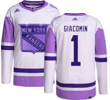 Eddie Giacomin New York Rangers Adidas Youth Authentic Hockey Fights Cancer Jersey -