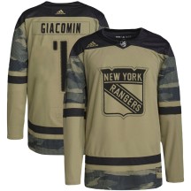 Eddie Giacomin New York Rangers Adidas Men's Authentic Military Appreciation Practice Jersey - Camo